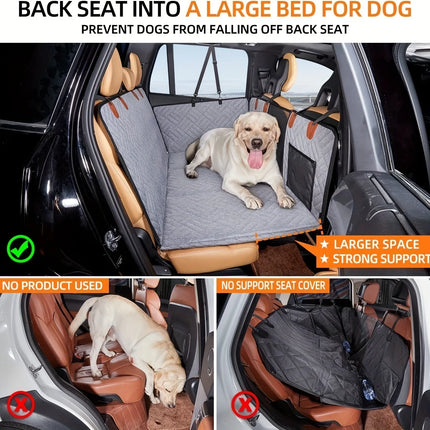 Dog Car Seat Cover Hammock - Waterproof, Scratch-Proof & Non-Slip Soft Pet Back Seat Cover