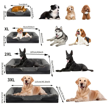Extra Large Orthopedic Dog Sofa Bed - Coral Fleece, Support Foam, Removable Cover (L-XXXL)
