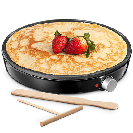 Crepe Maker Machine, Reemix Compact Pancake Griddle Precise Temperature Control, Nonstick 12” Electric Griddle, Batter Spreader