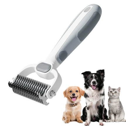 Double-Sided Dog & Cat Grooming Brush - Undercoat Rake & Pin Brush for All Coat Lengths