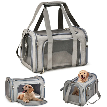 Airline Approved Soft-Side Dog & Cat Carrier Bag - M/L, Waterproof with Fleece Pad