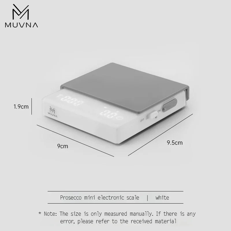 IN Stock MUVNA Prosecco Mini Digital Coffee Scale, 0.1g High Precision Electronic Scale Espresso/Drip Coffee with Tare Function