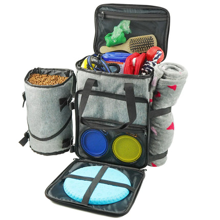 Airline Approved Pet Travel Organizer Backpack - 22.5L Weekend Tote with Multiple Pockets