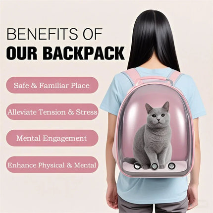 Airline Approved Cat Carrier Backpack - 36x26x40cm, up to 8kg, 9 Vents, Pink/Gray/Black