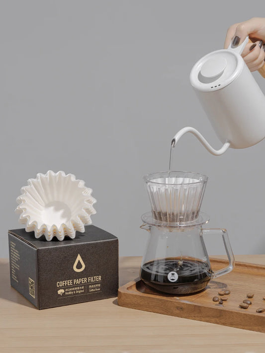 TIMEMORE 1-2Cups Basket Coffee Paper Filter Pour Over Filter Papers 50 Sheets;Fits B75 Coffee Dripper & 1-2 Cups Basket Dripper