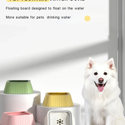 Pet Water Bowl with Floating Plates - No Spill, Anti-Splash, Slow Feeder for Dogs