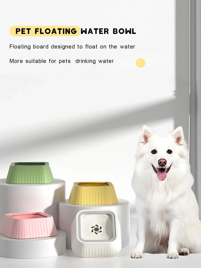 Pet Water Bowl with Floating Plates - No Spill, Anti-Splash, Slow Feeder for Dogs
