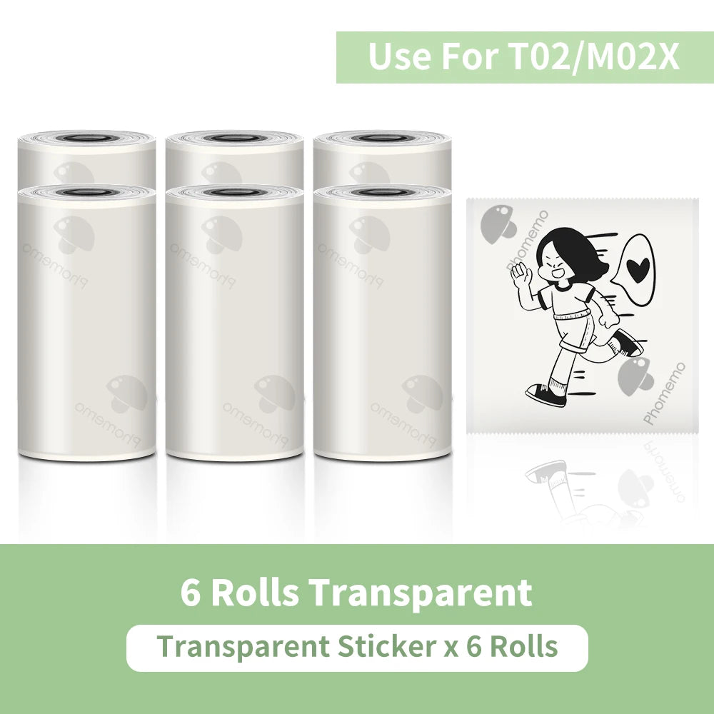 T02 Portable Printer Phomemo Mini Sticker Printer Self-adhesive Labels Inkless Sticker Printer for Journal, Notes, Photo, DIY