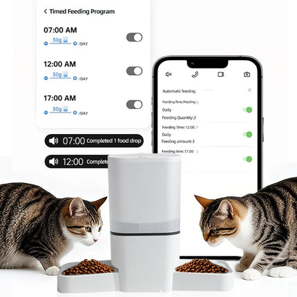6L Smart Automatic Pet Feeder - Tuya App Timer Control, Stainless Steel Double Bowl for Dogs & Cats